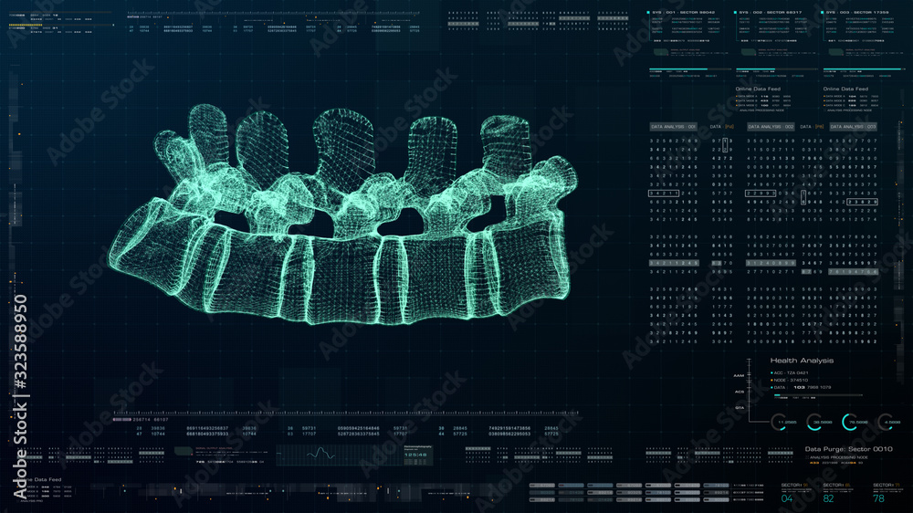 Aufkleber futuristic head up display motion element virtual biomedical holographic human body scan neurologica