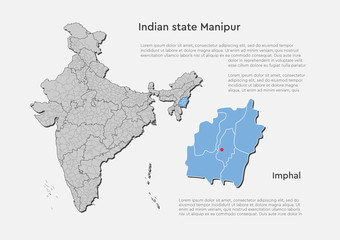 Fototapeta na wymiar India country map and Manipur state template