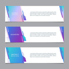 Banner design template with abstract geometric shapes. Horizontal banners for web, website, header or footer, sale, promo or presentation cards. Vector illustration.