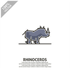 Rhinoceros flat vector logo. Scalable and editable. 