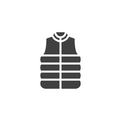 Sleeveless Winter Jacket vector icon. filled flat sign for mobile concept and web design. Mens sleeveless vest glyph icon. Symbol, logo illustration. Vector graphics