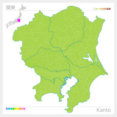 関東の地図・Kanto（グリーン）