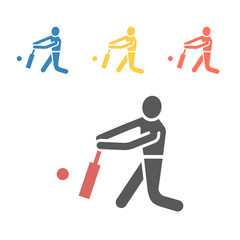 Cricket player icon. Vector sport signs for web graphics.