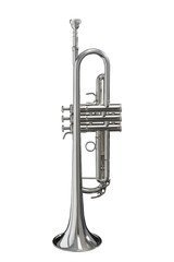 Silver Trumpet over white plain background