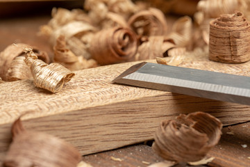 Carpenter cabinet maker hand tools on the workbench