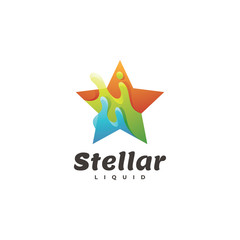 Fototapeta na wymiar Star Shape Icon and Abstract Liquid Fluid Splash Vector Logo