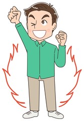 男性 父 おじさん マンガ アニメ イラスト 私服 カジュアル