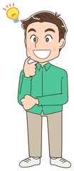 Fototapeta premium 男性 父 おじさん マンガ アニメ イラスト 私服 カジュアル