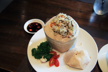 Fried Rice in Coconut Fruit Peel