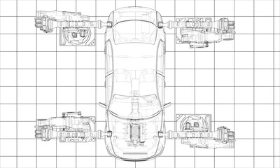 Assembly of motor vehicle. Vector