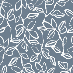 Seamless pattern with hand drawn branches.