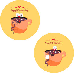 Coffee with marshmallows. Coffee with funny marshmallows. Marshmallow dancing. Cocoa with marshmallows.