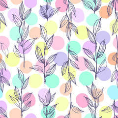 Seamless pattern with hand drawn branches.