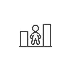 Growth chart employee line icon. linear style sign for mobile concept and web design. Business career growth outline vector icon. Symbol, logo illustration. Vector graphics