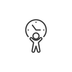Man and clock line icon. linear style sign for mobile concept and web design. Time Management outline vector icon. Symbol, logo illustration. Vector graphics