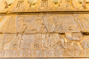 Residents of historical empire with animals in Persepolis