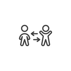 People exchange line icon. linear style sign for mobile concept and web design. Two man and arrows outline vector icon. Symbol, logo illustration. Vector graphics