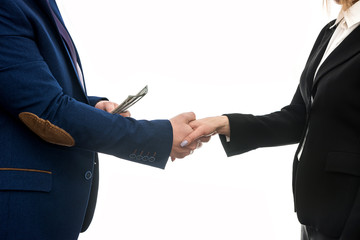 Business agreement between partners. The dollar deal.