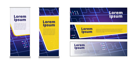 Business Roll Up Standy Design Banner Abstract blue technology Background vector design template