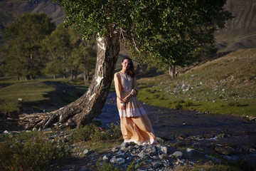 girl in a vintage dress