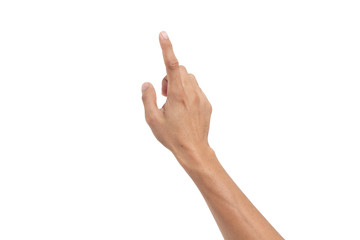 Close-up of man hand isolated on white background with clipping path