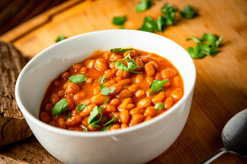 Baked Barbecue BBQ Texas Style Beans for Dinner or Lunch plated Food Photography