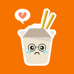 Cute and kawaii rice box character isolated on color background. Bento with emoji and expression. can use for restaurant, resto, mascot, asian culture element, chinese food, japanese food, menu. 