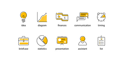Business and finance icons set. Outline icons collection. Vector illustration.