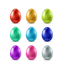 Set of vector colorful realistic Easter eggs isolated on white background.