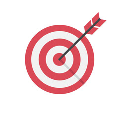 target goal with arrow isolated on white background icon symbol flat vector illustration - obrazy, fototapety, plakaty