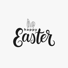 Happy Easter vector brush calligraphy inscription isolated on white background. Handwritten typography print.