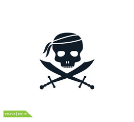 Fototapeta premium Pirate skull icon vector logo template