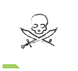 Fototapeta na wymiar Pirate skull icon vector logo template