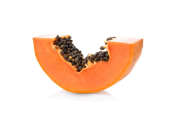 Slice ripe papaya isolated on the white background.