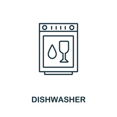 Dishwasher icon from household collection. Simple line Dishwasher icon for templates, web design and infographics