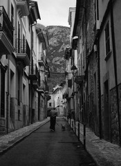 Black and white Spanish street