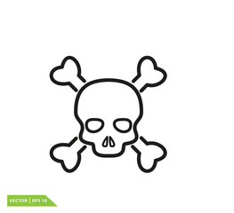 Pirate skull icon vector logo design template