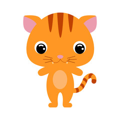 Cute baby cat. Domestic animal. Flat vector stock illustration on white background