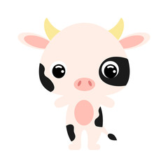 Cute baby cow. Domestic animal. Flat vector stock illustration on white background