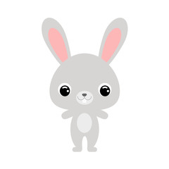 Cute baby hare. Forest animal. Flat vector stock illustration on white background