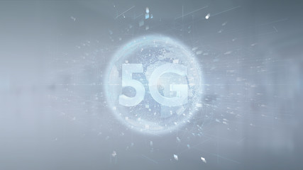 5G connection with data surrounding - 3d rendering