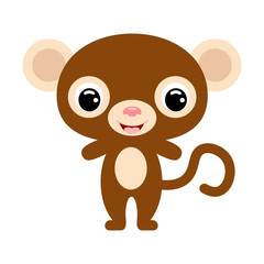 Cute baby monkey. Jungle animal. Flat vector stock illustration on white background
