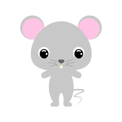 Cute baby mouse. Flat vector stock illustration on white background