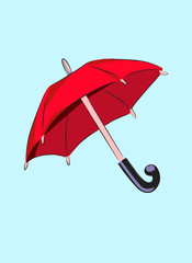 Cartoon image of Umbrella Icon. Shelter symbol. An artistic freehand picture.