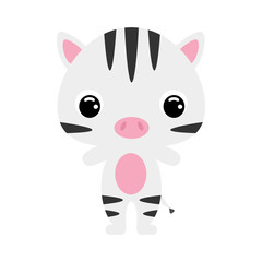 Fototapeta na wymiar Cute baby zebra. African animal. Flat vector stock illustration on white background