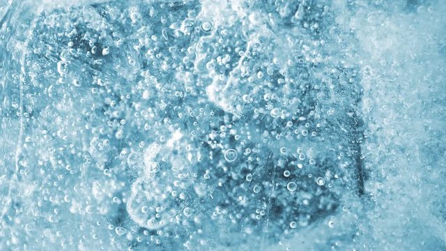 ice texture and bubble water background for drinking and freshness concept