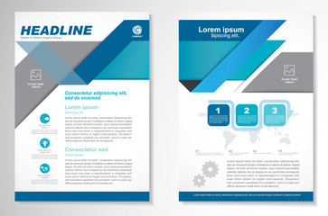 Template vector design for Brochure, AnnualReport, Magazine, Poster, Corporate Presentation, Portfolio, Flyer, infographic, layout modern with blue color size A4, Front and back, Easy to use and edit.