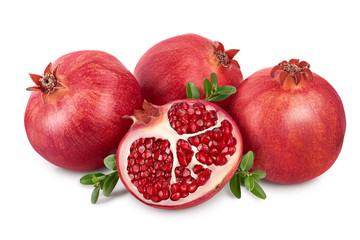 Pomegranate isolated on white background with clipping path and full depth of field.