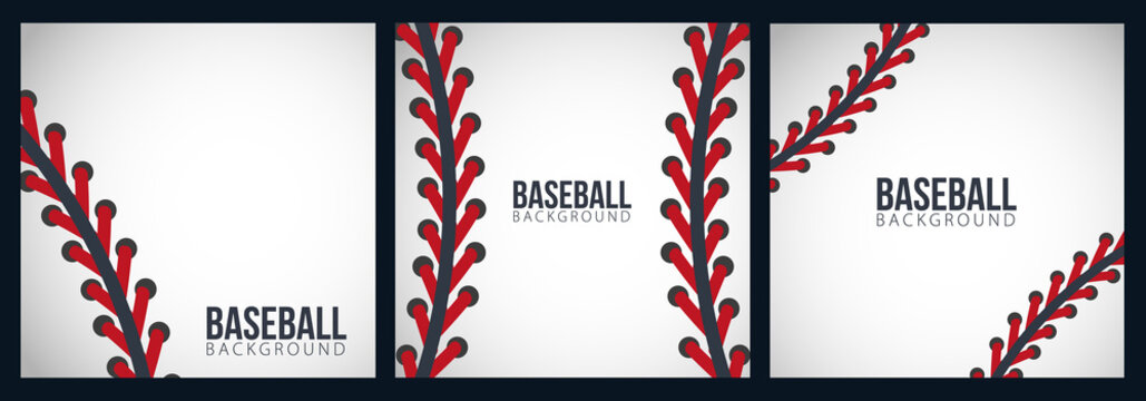 Set of Baseball lace backgrounds on a white background. Vector illustration.