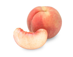 Peach fruit isolated on white background,Fresh White Peach on White Background (With clipping path)